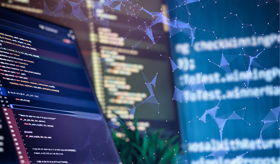 Écrans de code informatique associés à des connexions numériques, illustrant l’importance de sécuriser les infrastructures technologiques financières selon Dora.ia