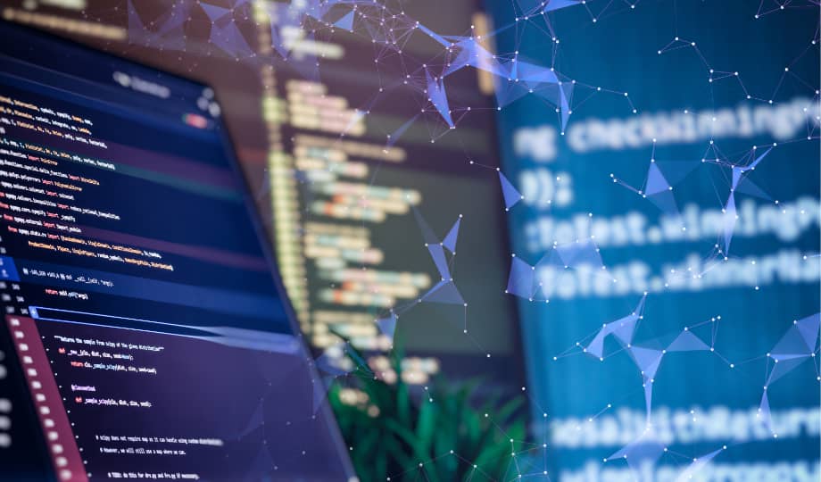 Computer code screens associated with digital connections, illustrating the importance of securing financial technology infrastructures according to Dora.ia.